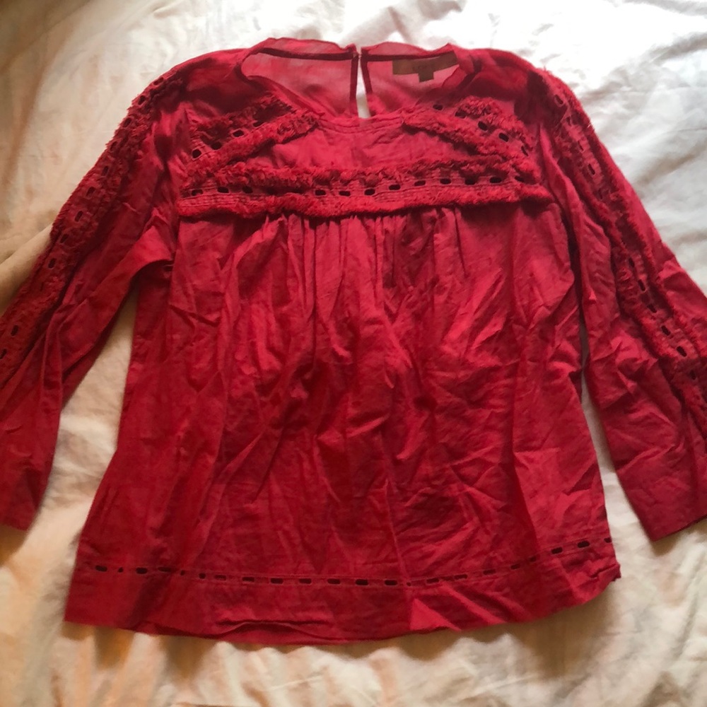 Loft red 3/4 length sleeves top.